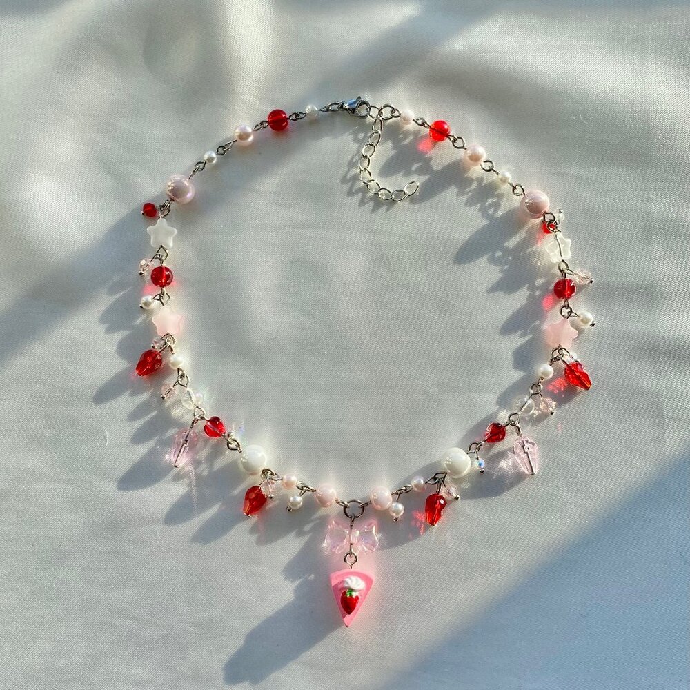 strawberry shortcake slice necklace